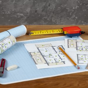 high-angle-house-project-table